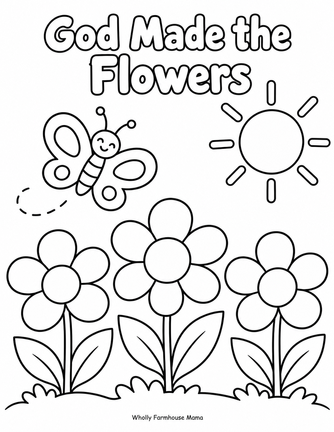 God Made the Flowers coloring page